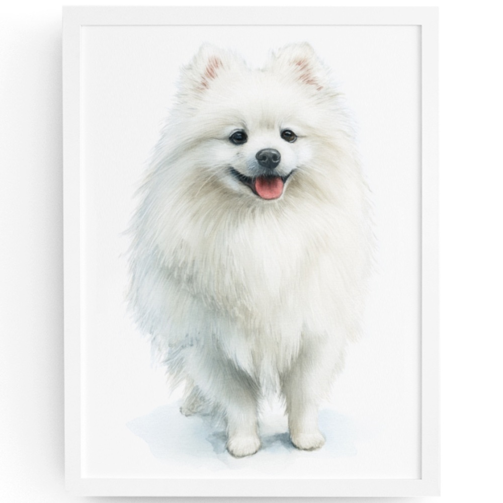 Watercolor Pomeranian Dog Portrait Art Print – Unframed Fine Art Poster